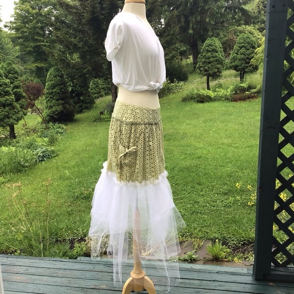 Fairycore Whimsygoth boho balletcore tiered upcycled Billabong tutu maxi skirt M - Picture 3 of 9